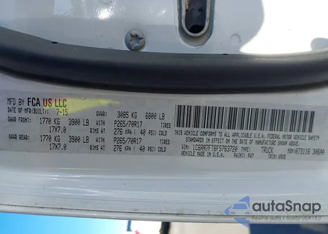 2015 Ram 1500 Express/Tradesman z USA, uszkodzony, nr VIN 1C6RR7FT6FS763720